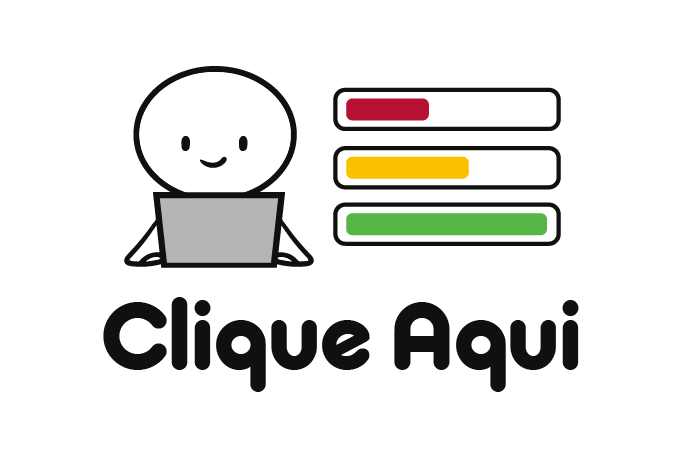 Banner com boneco tipo palito escrito Clique aqui