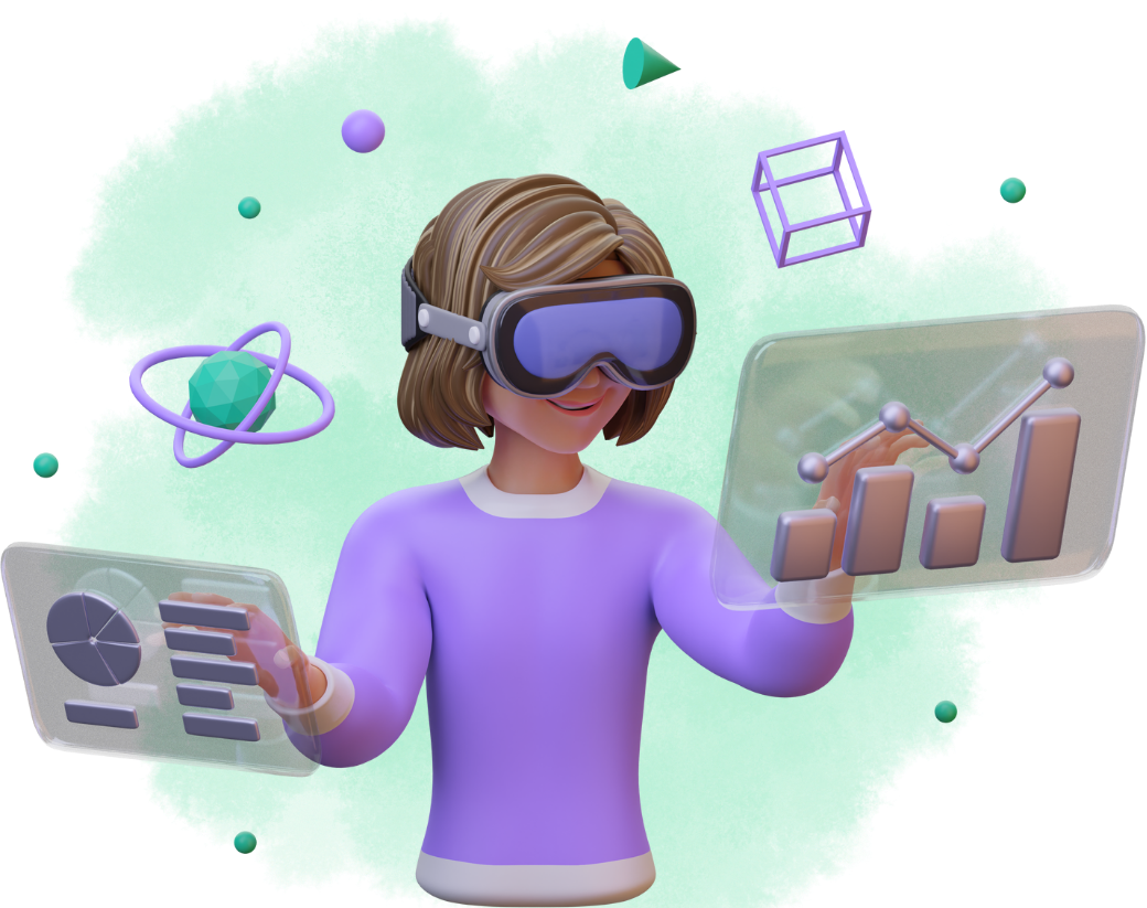 Mulher imersa em tecnologia