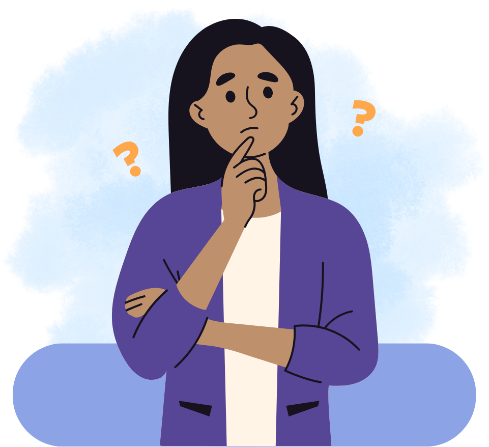 Ilustração de uma mulher com dúvidas