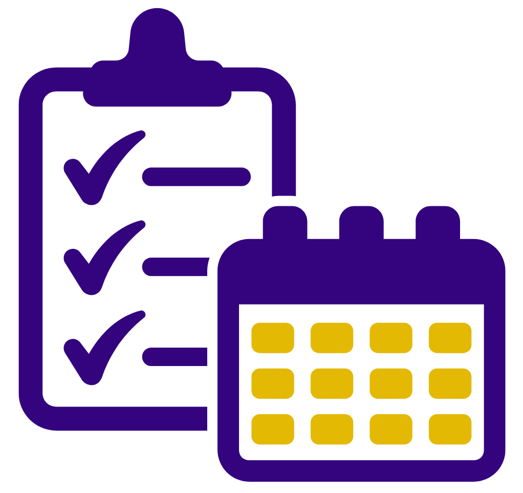 ícone para rotina. Calendário e relógio.