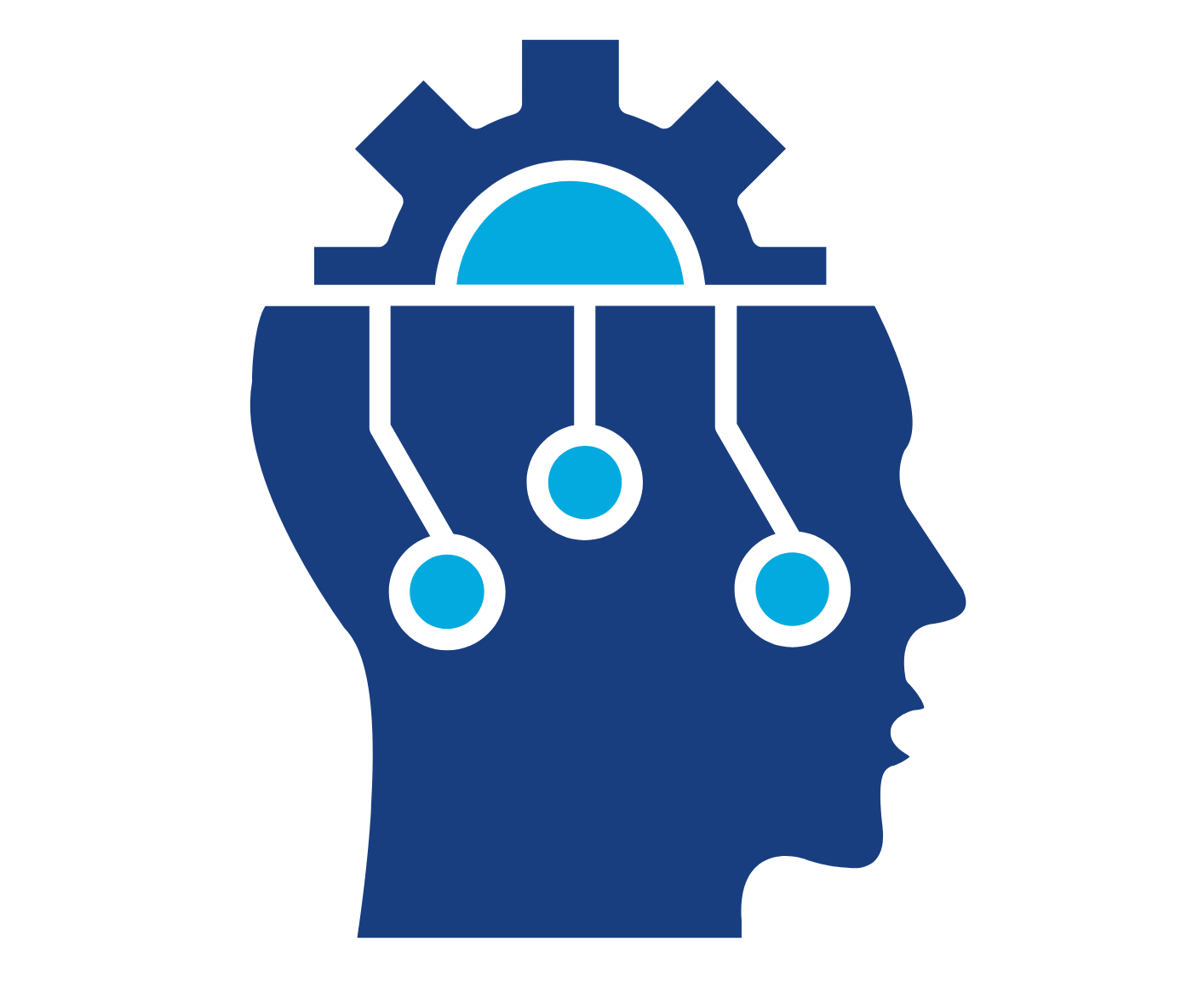 Representação do pensamento crítico. Cabeça com uma engrenagem